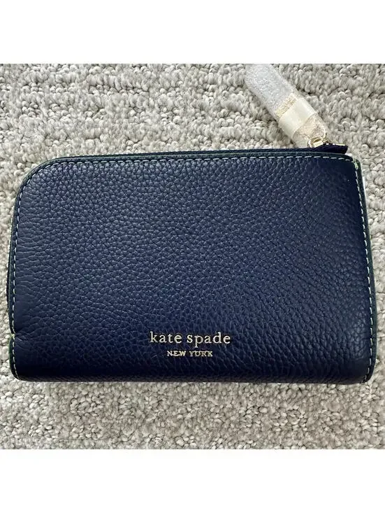 Kate Spade In The Garden Compact Wallet Parisian Navy Floral Leather - Picture 6 of 7